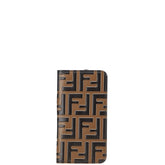 フェンディ ズッカ iPhoneX Xsカバー スマホケース 7AR675 ブラウン ピンク レザー レディース FENDI 【中古】